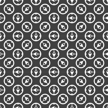 Compass web icon. flat design. Seamless gray pattern.