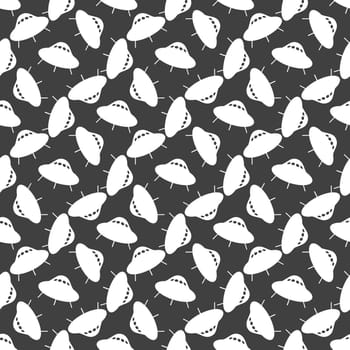 UFO web icon. flat design. Seamless gray pattern.