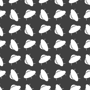 UFO web icon. flat design. Seamless gray pattern.