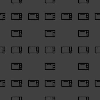 microwave. kitchen equipment web icon.  flat design. Seamless gray pattern.