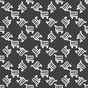 Shopping basket web icon. flat design. Seamless pattern.