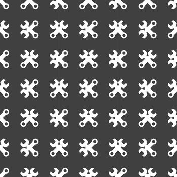 Wrench. tool to work web icon. flat design. Seamless pattern.