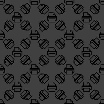 Printer web icon. flat design. Seamless pattern.