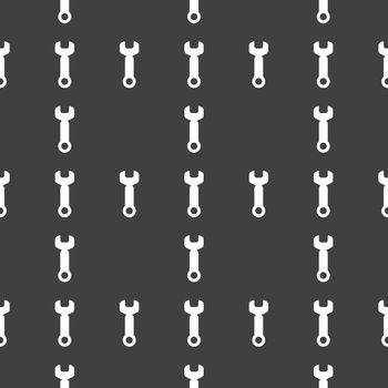 Wrench. tool to work web icon. flat design. Seamless pattern.