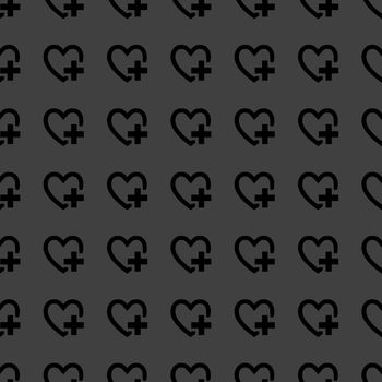 Heart web icon. flat design. Seamless pattern.