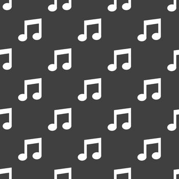 Music note web icon. flat design. Seamless pattern.