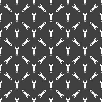 Wrench. tool to work web icon. flat design. Seamless pattern.