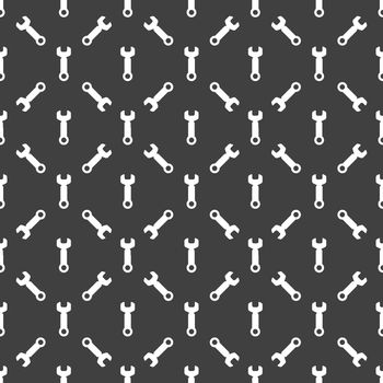 Wrench. tool to work web icon. flat design. Seamless pattern.