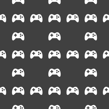 Gaming Joystick web icon. flat design. Seamless pattern.