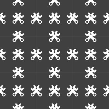 Wrench. tool to work web icon. flat design. Seamless pattern.