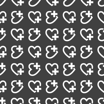 Heart web icon. flat design. Seamless pattern.