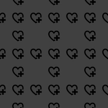 Heart web icon. flat design. Seamless pattern.