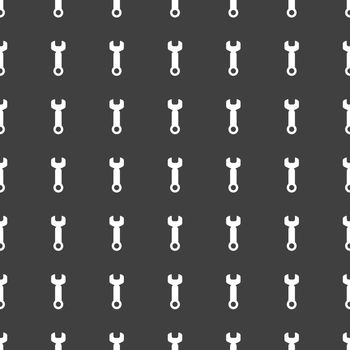 Wrench. tool to work web icon. flat design. Seamless pattern.