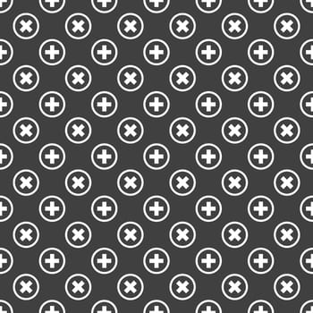 Plus web icon. flat design. Seamless pattern.