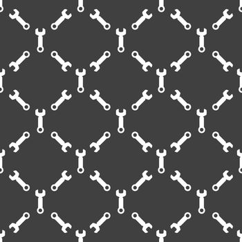 Wrench. tool to work web icon. flat design. Seamless pattern.