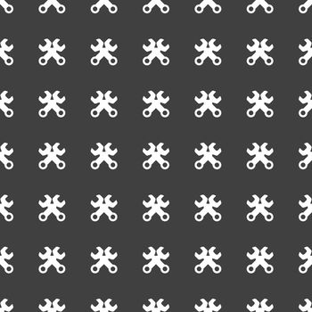 Wrench. tool to work web icon. flat design. Seamless pattern.