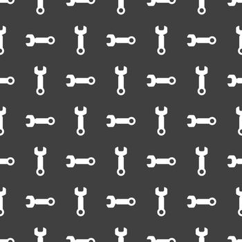 Wrench. tool to work web icon. flat design. Seamless pattern.