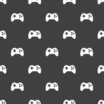 Gaming Joystick web icon. flat design. Seamless pattern.