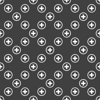 Plus web icon. flat design. Seamless pattern.