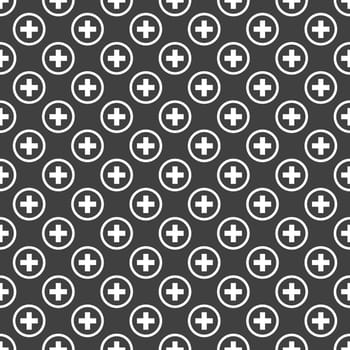 Plus web icon. flat design. Seamless pattern.