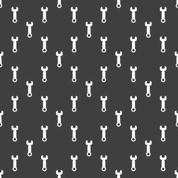 Wrench. tool to work web icon. flat design. Seamless pattern.