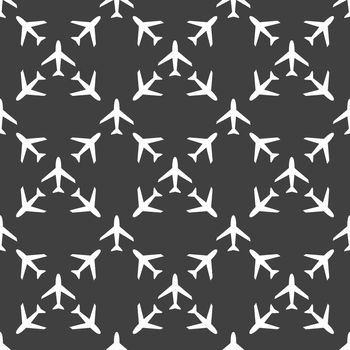 Plane web icon. flat design. Seamless pattern.