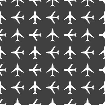 Plane web icon. flat design. Seamless pattern.