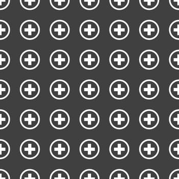 Plus web icon. flat design. Seamless pattern.