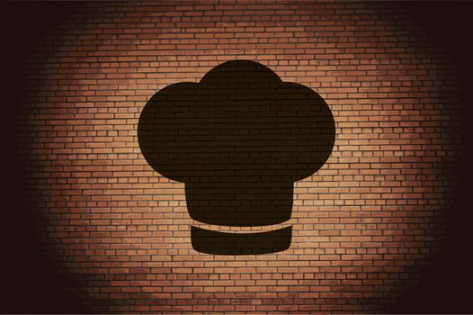 Chef cap icon flat design with abstract background.