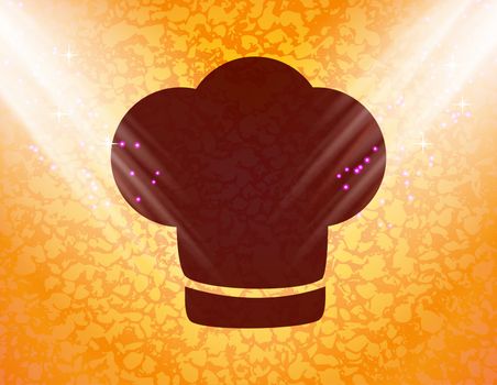 Chef cap icon flat design with abstract background.