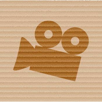 Cinema camera icon flat design with abstract background.