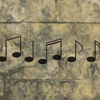 Music notes on staves with abstract background.