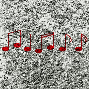 Music notes on staves with abstract background.