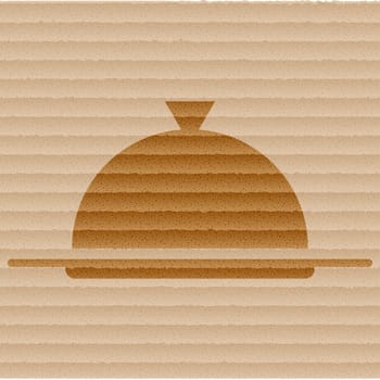 Restaurant cloche icon flat design with abstract background.