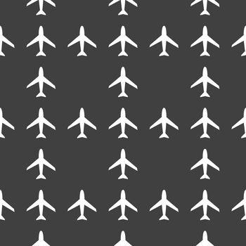 Plane web icon. flat design. Seamless pattern.