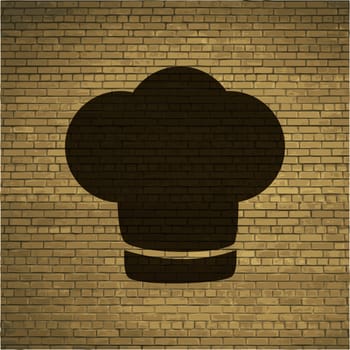 Chef cap icon flat design with abstract background.