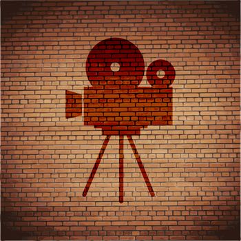 Videocamera icon Flat with abstract background.