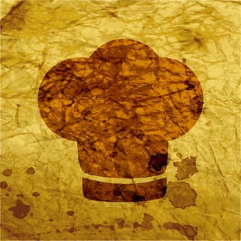 Chef cap icon flat design with abstract background.