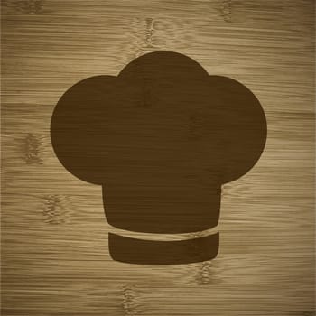 Chef cap icon flat design with abstract background.