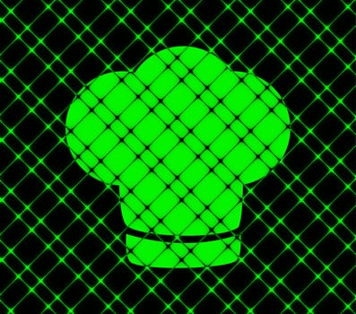 Chef cap icon flat design with abstract background.