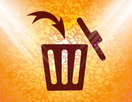 Trash bin icon Flat with abstract background.