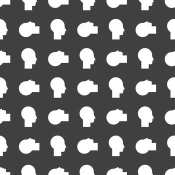 Man silhouette profile picture web icon.  flat design. Seamless pattern.