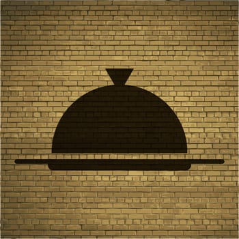 Restaurant cloche icon flat design with abstract background.