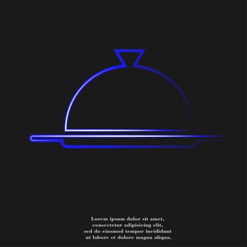 Restaurant cloche icon flat design with abstract background.