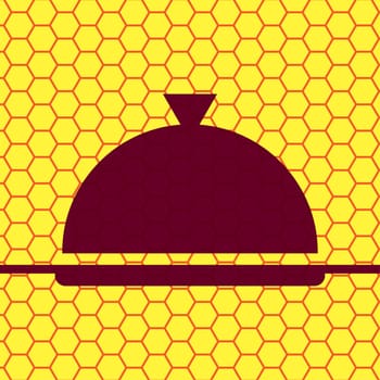 Restaurant cloche icon flat design with abstract background.