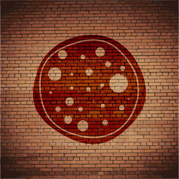 Pizza icon flat design with abstract background.