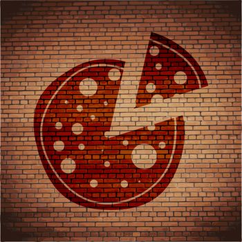 Pizza icon flat design with abstract background.