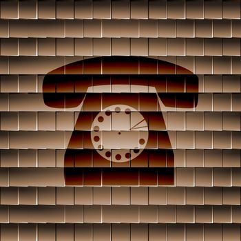 retro phone icon flat design with abstract background.