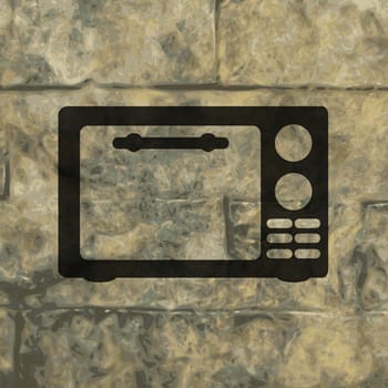 microwave icon. kitchen equipment Flat with abstract background.