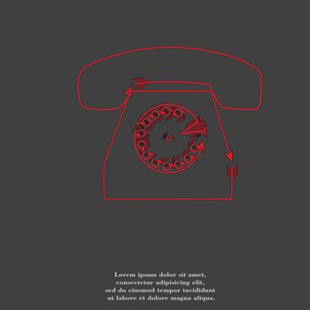 retro phone icon flat design with abstract background.